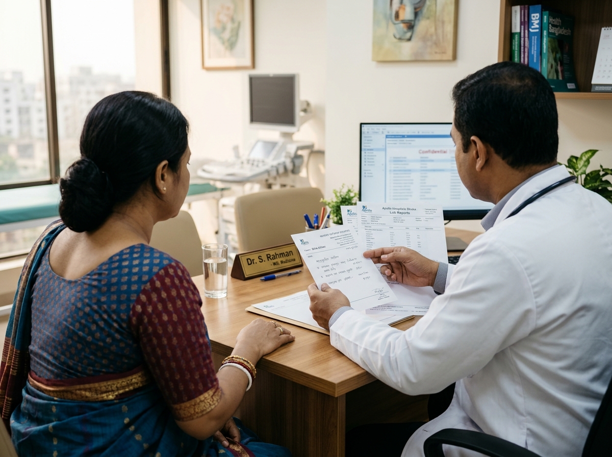 Bangladeshi Consultant Doctor with Patient Consultation at Shilmoon Specialized Hospital